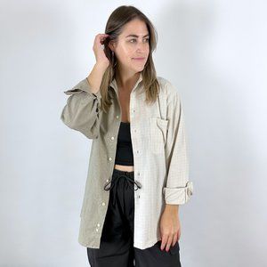 Neutral Plaid Half & Half Lounge Shirt